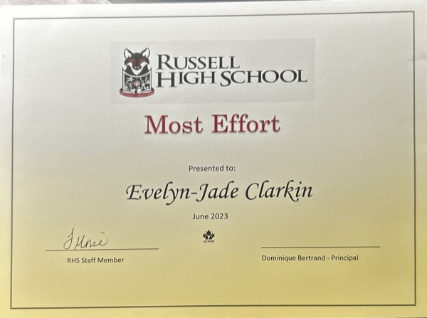 Most Effort certificate